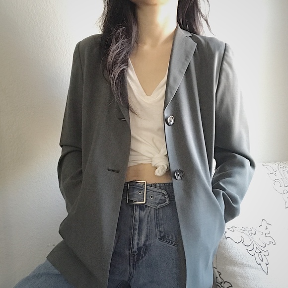 women vintage green/grey blazer - Picture 2 of 8